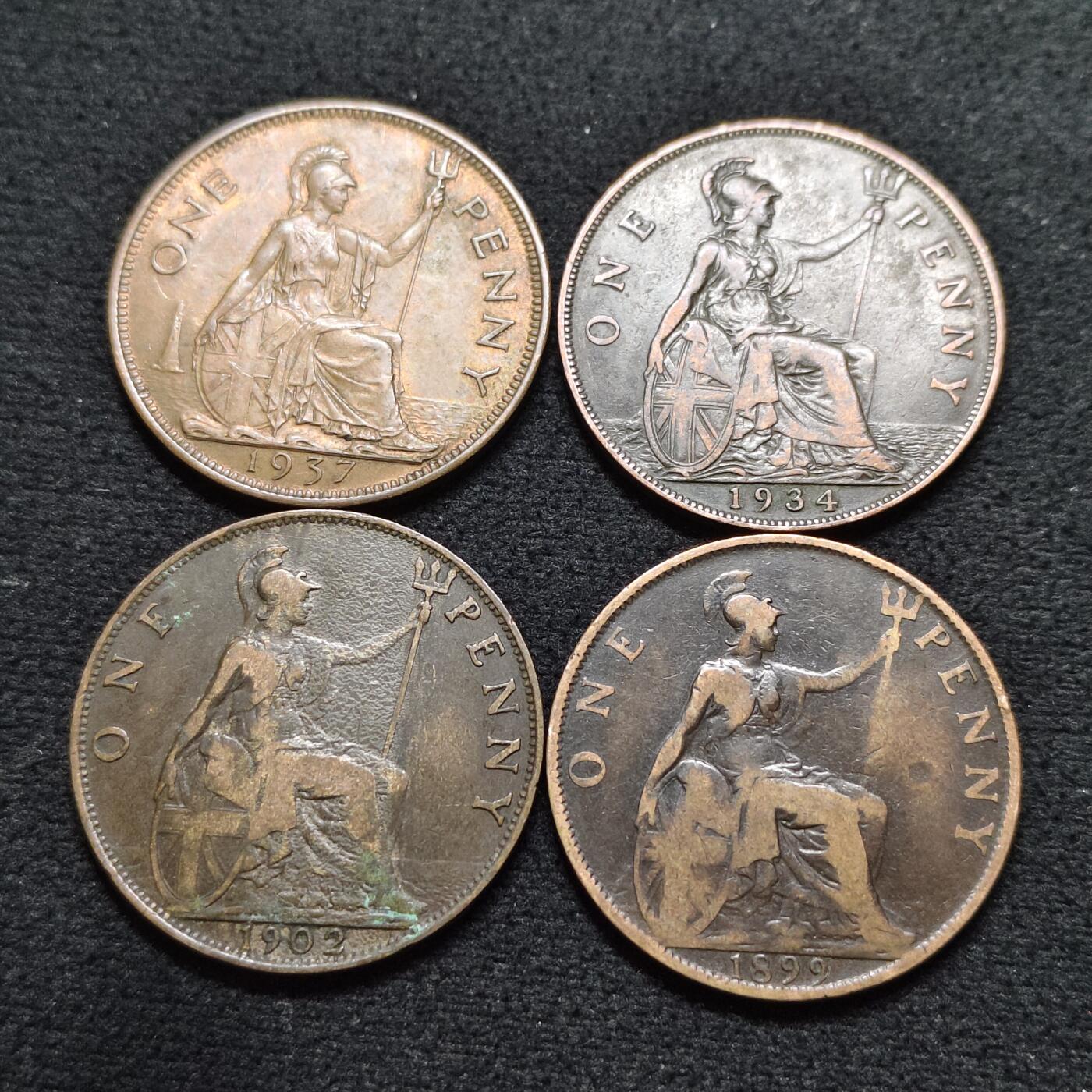 【全场包邮】纯粹捡漏拍478场（免费代拍第15场） 英国各年份四代国王头像1便士大铜币4枚一组