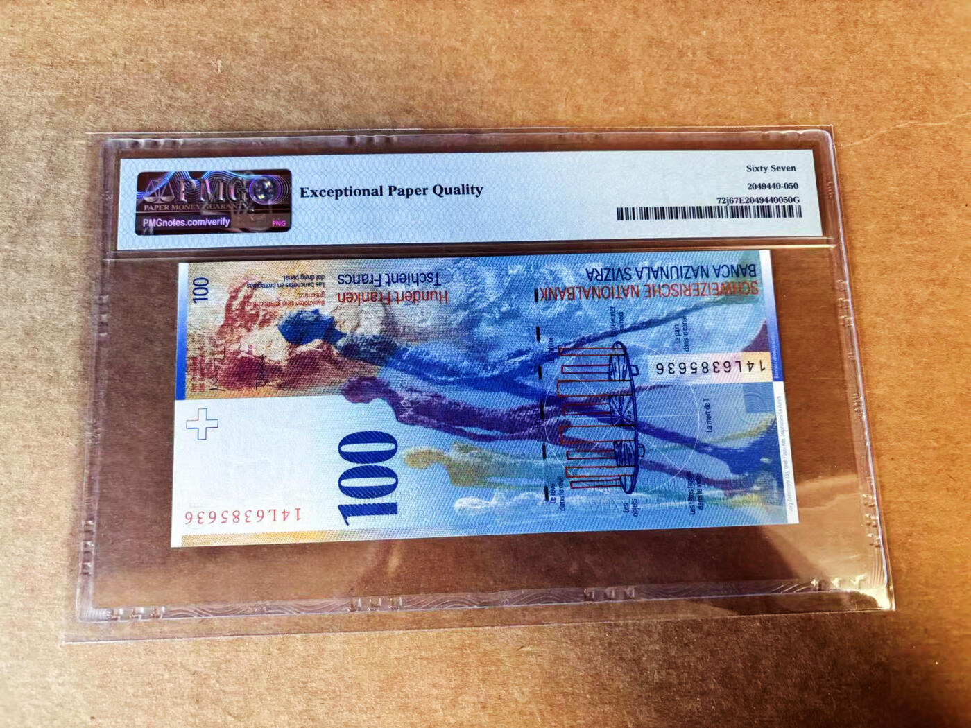 【Blue Auction】世界纸币精拍第751期——18级TOP拍卖/信誉/品质/专业/高效💫 【无47】瑞士 2014年100法郎 PMG67EPQ