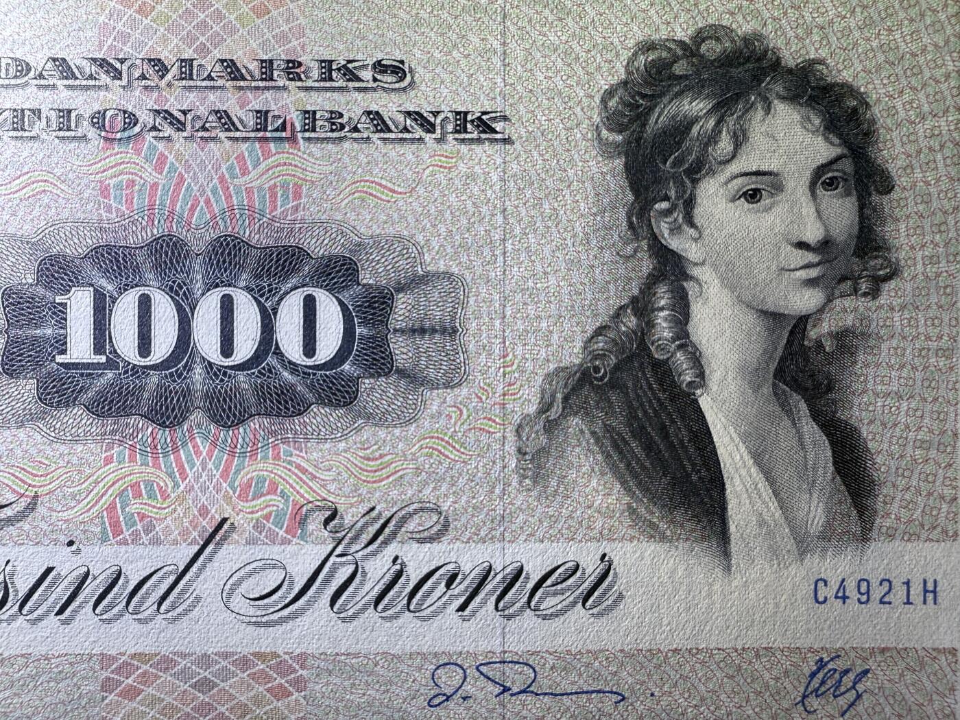 《艾美收藏》第220期-11.16周日外币畅拍场 丹麦1000克朗 UNC 1992年 大松鼠