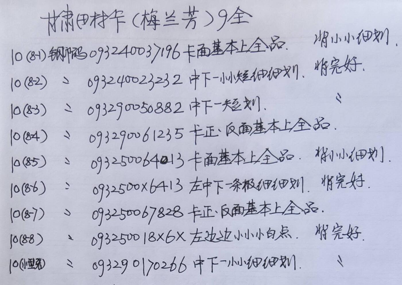 公藏第58期裸卡拍卖 甘肃田村卡【梅兰芳】9全品相钢印码见描述。