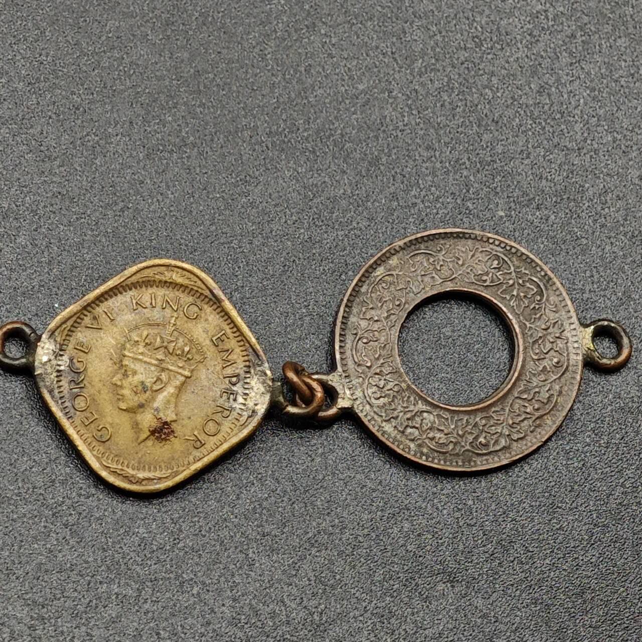 【淘币小摊】限时拍第七百九十七拍  老铜币场  满百包邮可预留两周  周一统一发货  印度1944年安娜派沙铜币一对