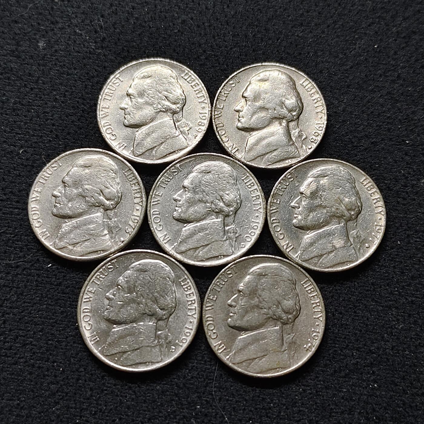 【全场包邮】纯粹捡漏拍478场（免费代拍第15场） 美国各年份杰斐逊5分7枚一组