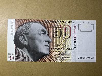 《艾美收藏》第220期-11.16周日外币畅拍场 - 芬兰50马克 UNC 1991年 芬兰建筑师阿尔托 无4