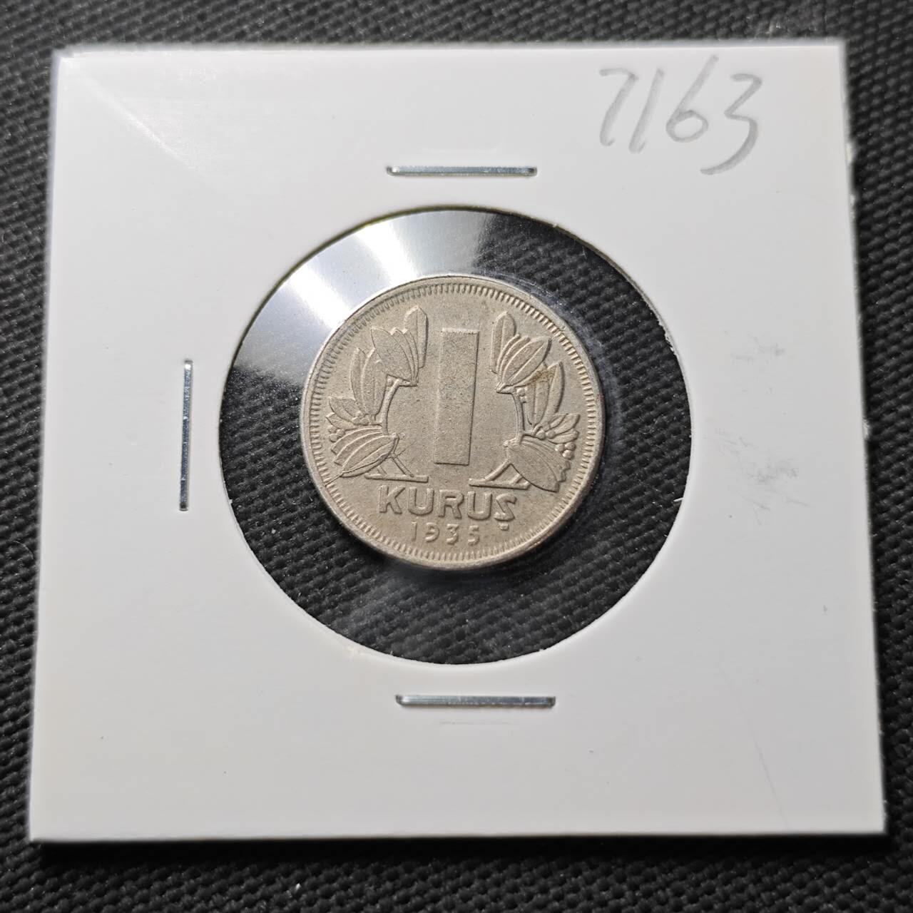 KK钱币收藏小铺  第371场  2月预留时间 周末发货  1935土耳其1库鲁镍币 通货好品