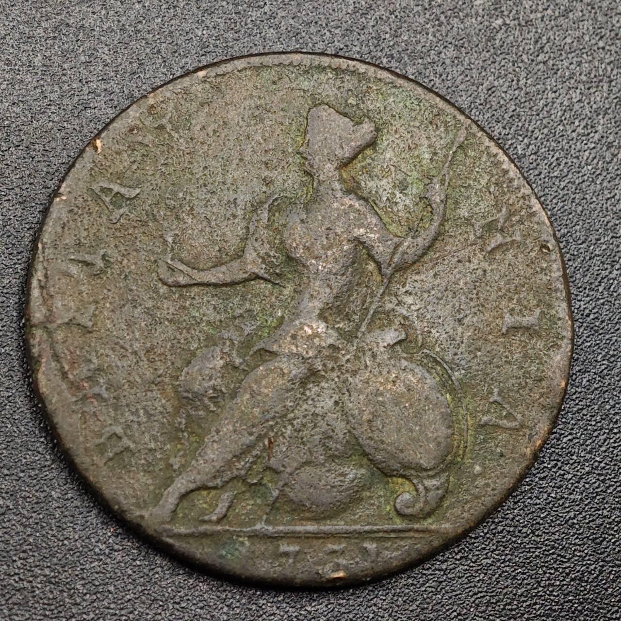 【淘币小摊】限时拍第七百九十七拍  老铜币场  满百包邮可预留两周  周一统一发货  英国1731年乔治二世半便士铜币