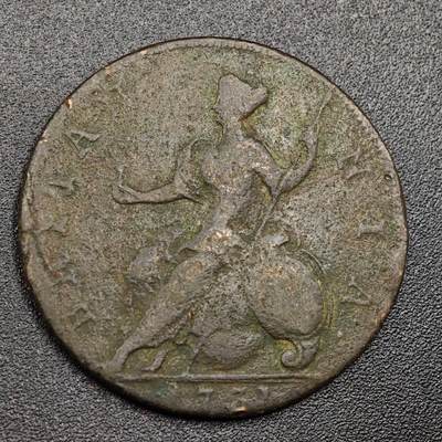 【淘币小摊】限时拍第七百九十七拍  老铜币场  满百包邮可预留两周  周一统一发货  - 英国1731年乔治二世半便士铜币