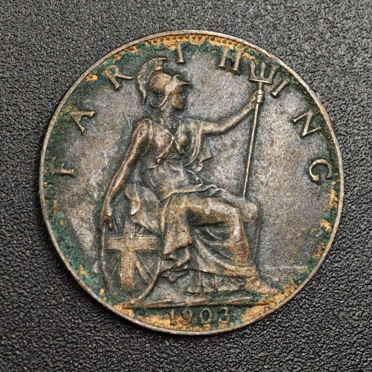 【淘币小摊】限时拍第七百九十七拍  老铜币场  满百包邮可预留两周  周一统一发货  英国1903年爱德华七世法新铜币