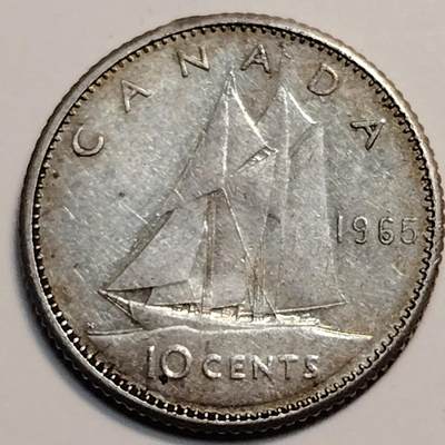 布加迪🐬～世界钱币(上海)🌾第 259 期 /  各国套币和散币 - 加拿大🇨🇦 1965年 10分银币-3