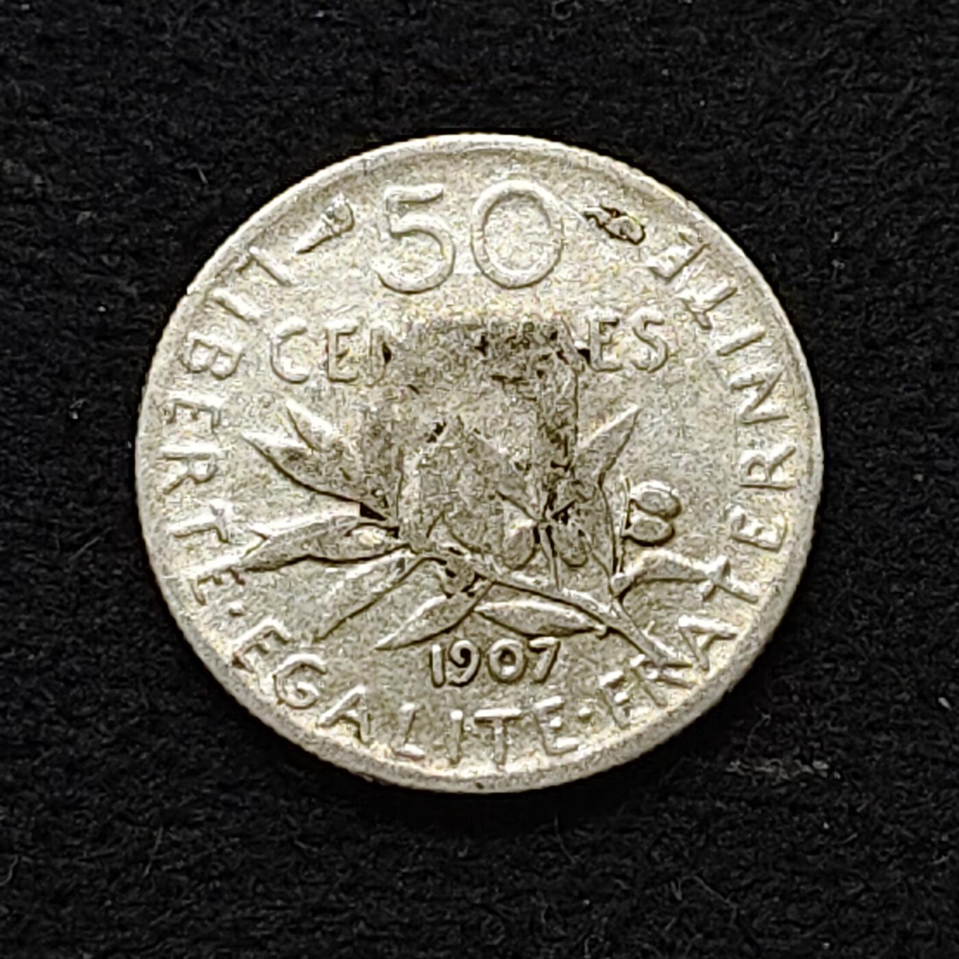 【全场包邮】纯粹捡漏拍478场（免费代拍第15场） 法国1907年50分银币