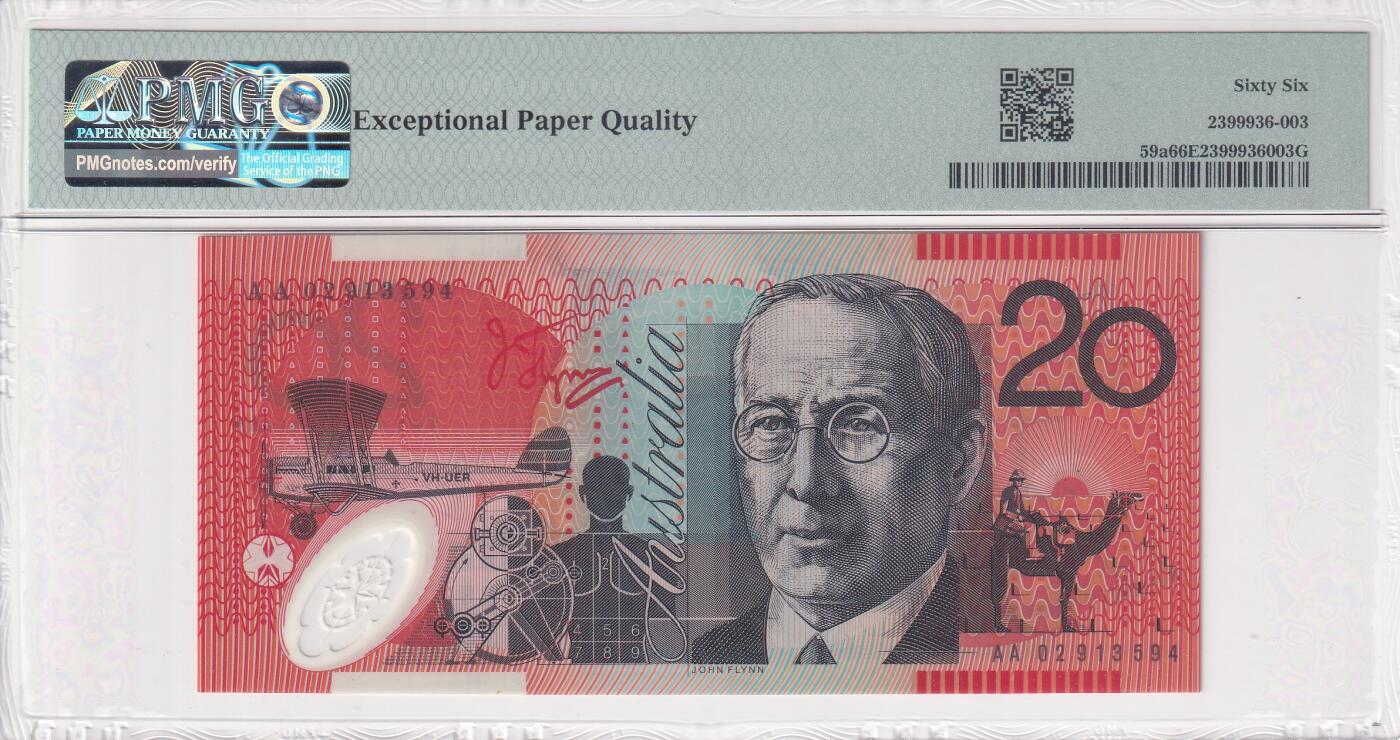 【礼羽收藏】🌏世界钱币拍卖第112期 【PMG66】大洋洲，澳大利亚，2002年，20面值，稀少AA首冠，首发年首版