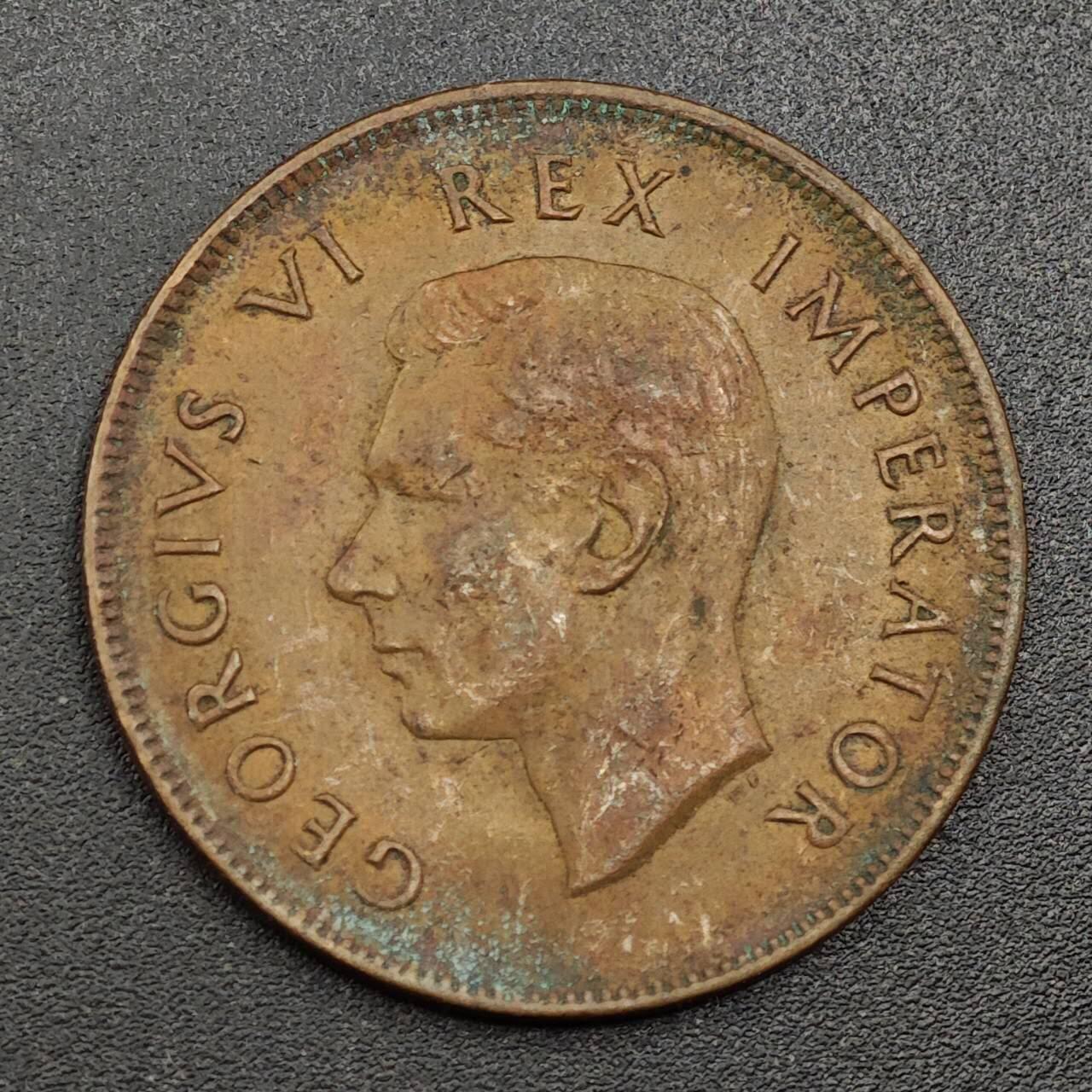 【淘币小摊】限时拍第七百九十七拍  老铜币场  满百包邮可预留两周  周一统一发货  南非1942年乔治六世1便士铜币