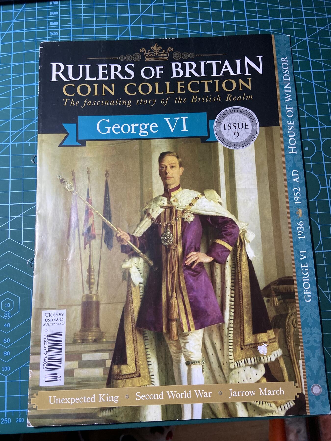 2025年第一百二十九场(总第一百五十五场）外国邮票、散币场(免佣金) （英国统治者硬币收藏系列）的第9期藏品杂志，乔治六世主题