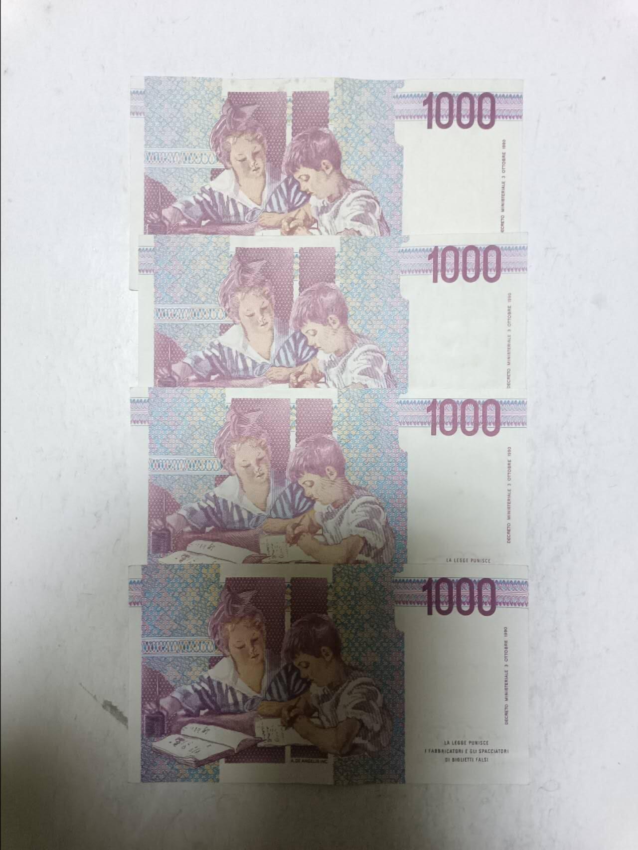 【20251120】非全新纸币第305场 意大利1000里拉4张纸币