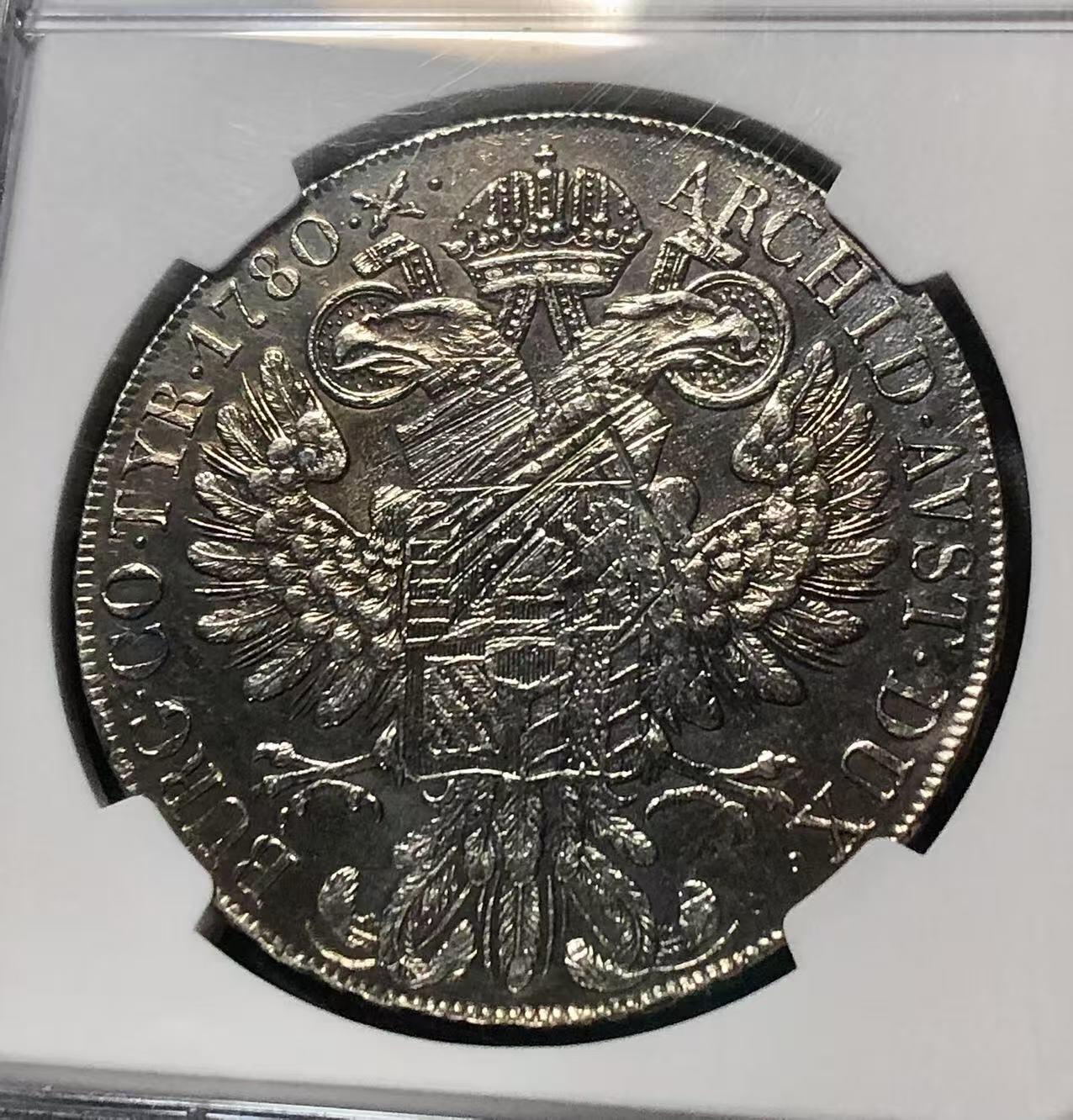 七河·世界币章小拍（总第27期） 稀少！1815-1828年米兰版玛丽亚·特蕾莎贸易银币