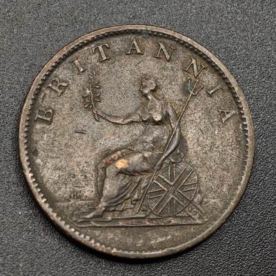 【淘币小摊】限时拍第七百九十七拍  老铜币场  满百包邮可预留两周  周一统一发货  - 英国1806年乔治三世半便士铜币