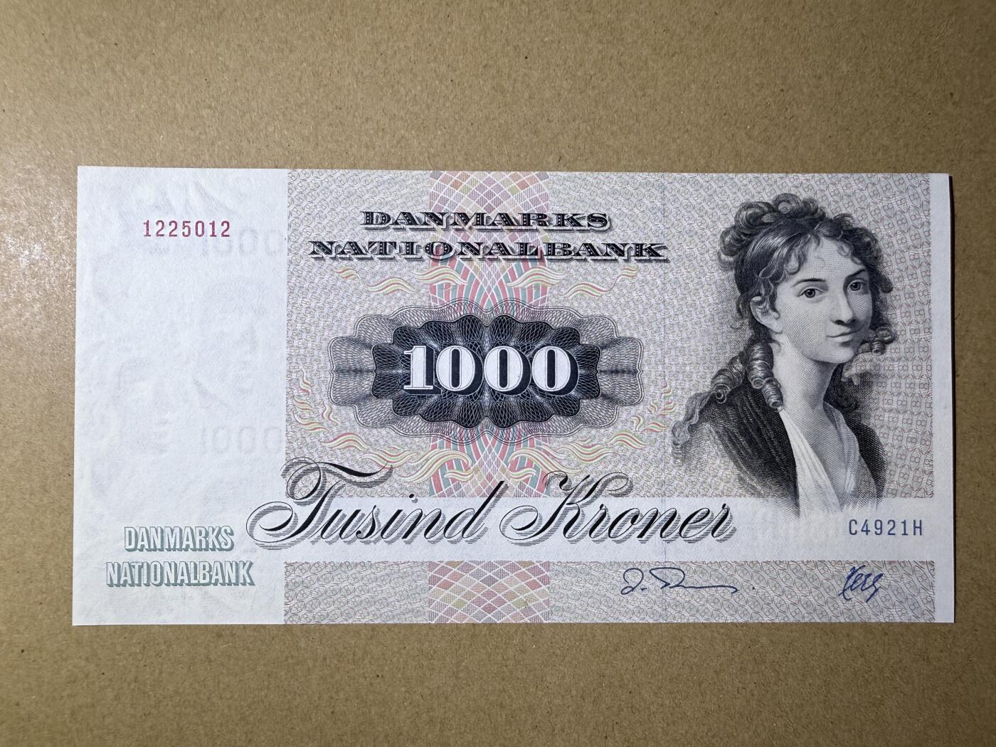 《艾美收藏》第220期-11.16周日外币畅拍场 丹麦1000克朗 UNC 1992年 大松鼠