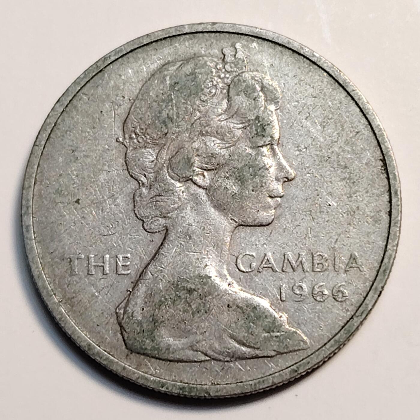 布加迪🐬～世界钱币(上海)🌾第 259 期 /  各国套币和散币 冈比亚🇬🇲 1966年 1先令