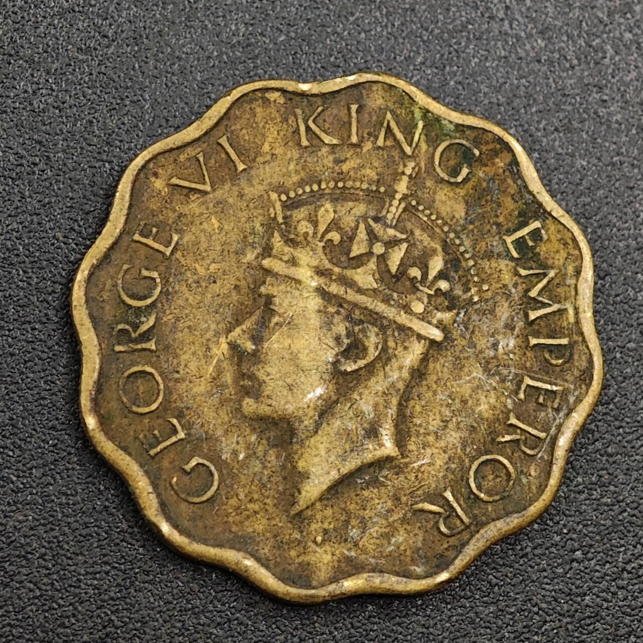 【淘币小摊】限时拍第七百九十七拍  老铜币场  满百包邮可预留两周  周一统一发货  印度1943年乔治六世1安娜铜币