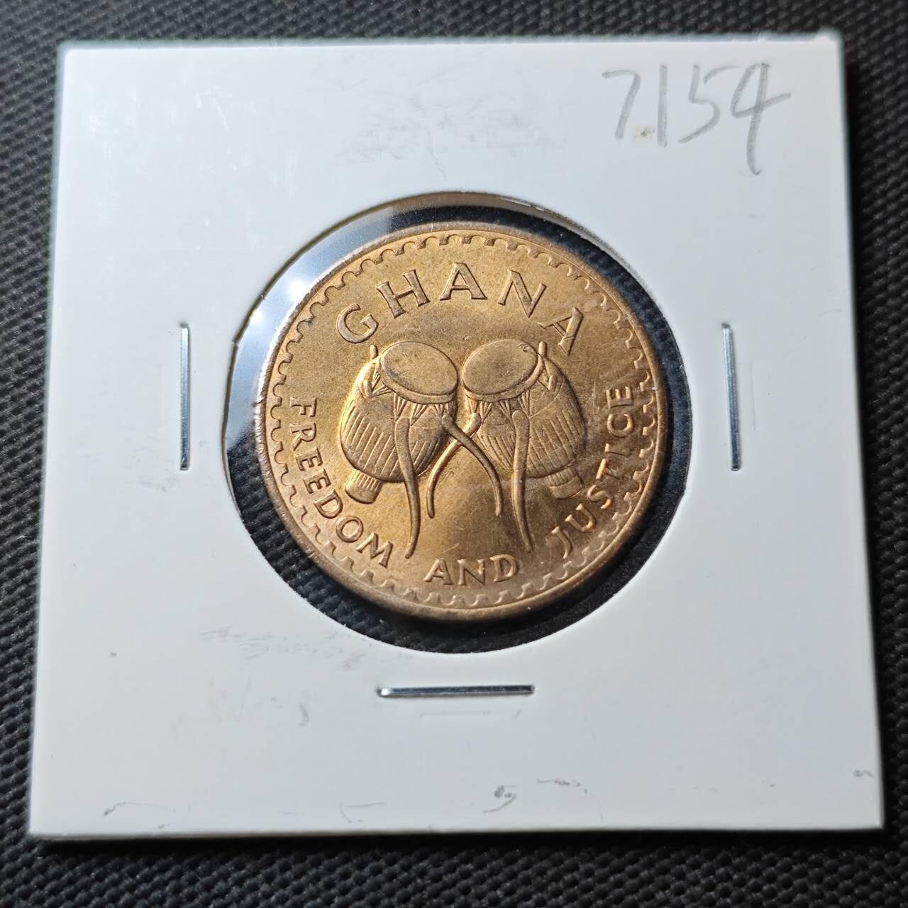 KK钱币收藏小铺  第371场  2月预留时间 周末发货  加纳1比塞瓦铜币好品