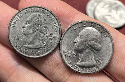 南宋泉阁俄币 外币 国币 专场第十八期 【送拍无额外佣金】 - 美国 密西西比州与华盛顿诞辰25美分州币一对两枚 好品