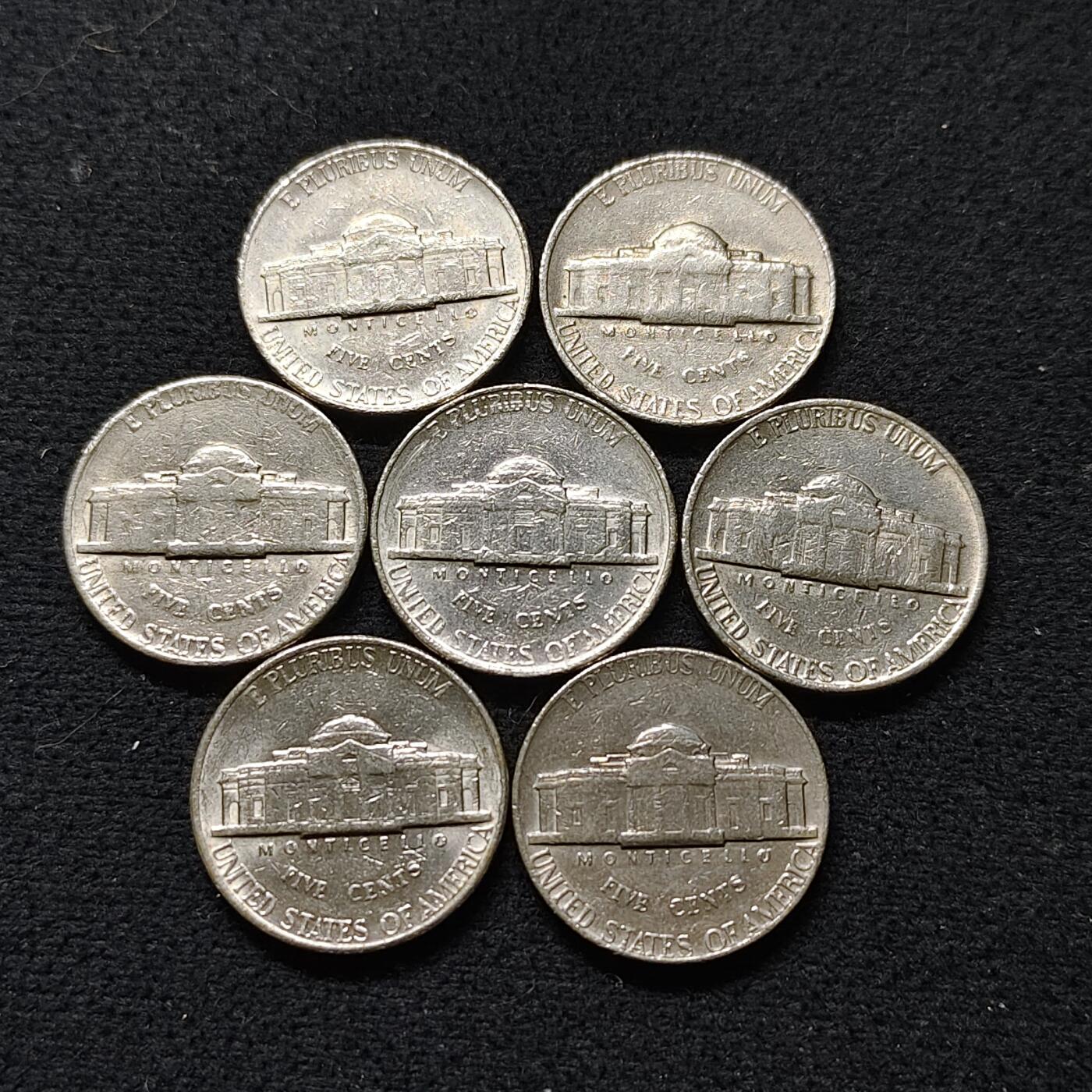 【全场包邮】纯粹捡漏拍478场（免费代拍第15场） 美国各年份杰斐逊5分7枚一组