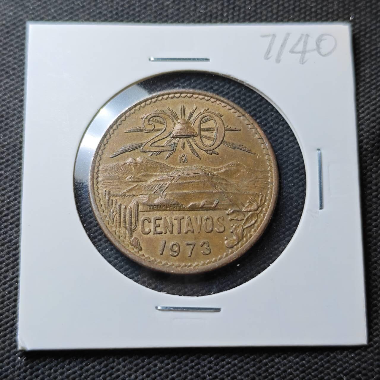 KK钱币收藏小铺  第371场  2月预留时间 周末发货  1973墨西哥20分铜币