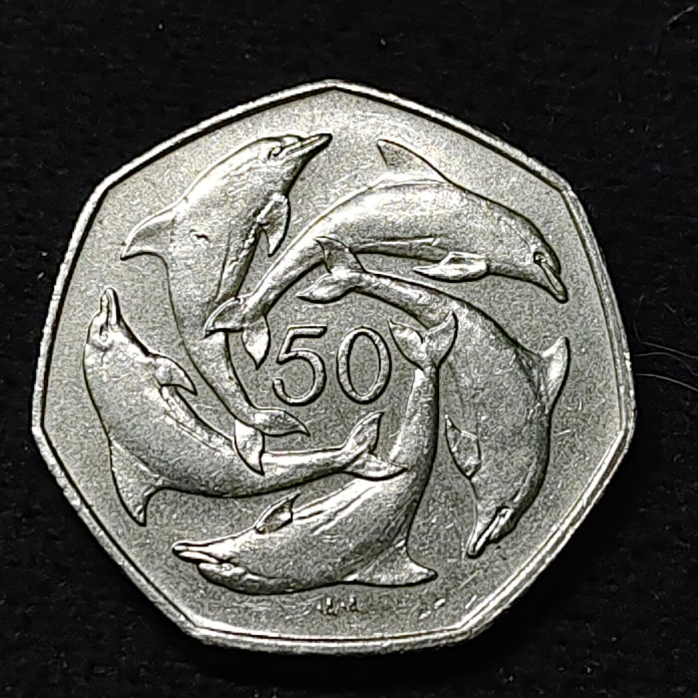 【全场包邮】纯粹捡漏拍478场（免费代拍第15场） 直布罗陀1997年50便士-海豚