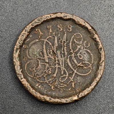 【淘币小摊】限时拍第七百九十七拍  老铜币场  满百包邮可预留两周  周一统一发货  - 英国1788年半便士铜币代币加盖