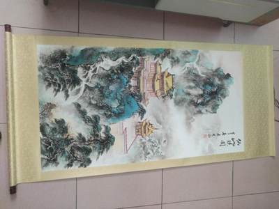 字画 - 陈克永老师手绘 仙山琼阁。170*80cm。已装裱。