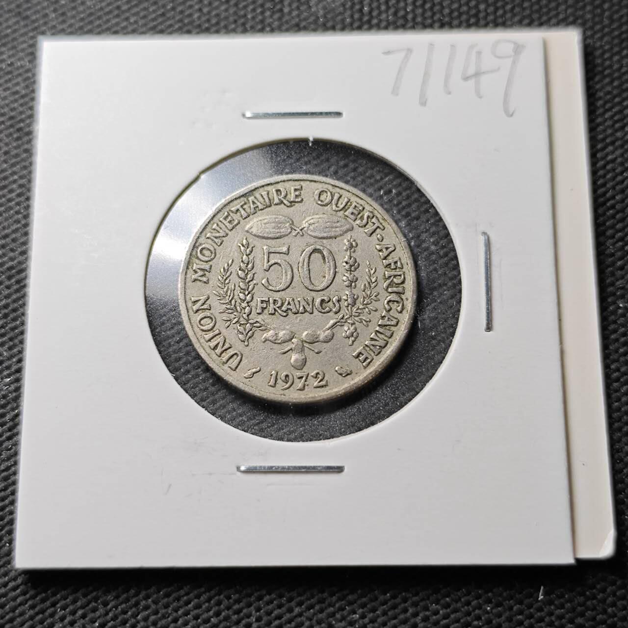 KK钱币收藏小铺  第371场  2月预留时间 周末发货  1972西非50法郎