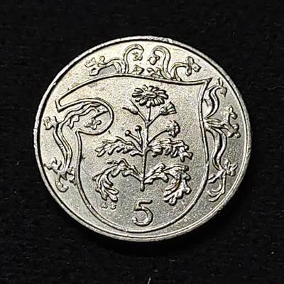 【全场包邮】纯粹捡漏拍478场（免费代拍第15场） - 马恩岛1986年5便士-岛花千里光