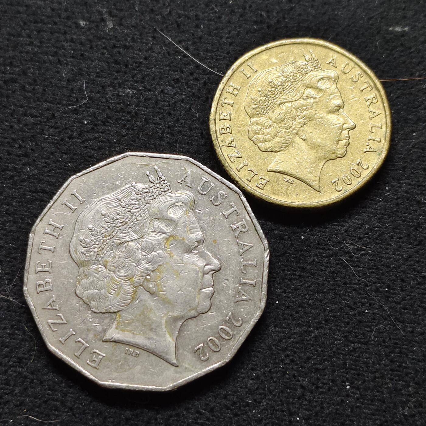 【全场包邮】纯粹捡漏拍478场（免费代拍第15场） 澳大利亚2002年50分-1元内陆年纪念币2枚套币