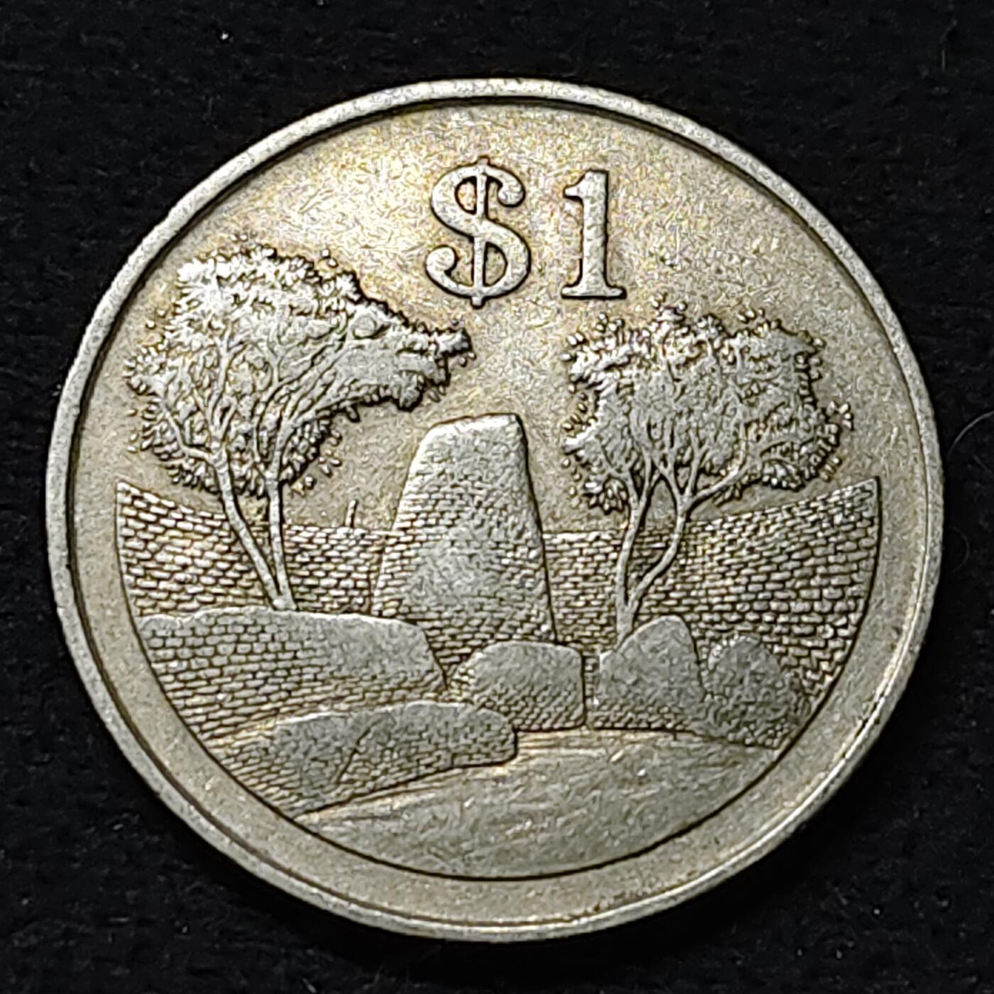 【全场包邮】纯粹捡漏拍478场（免费代拍第15场） 津巴布韦1980年1元穆胡姆塔帕帝国大津巴布韦遗址