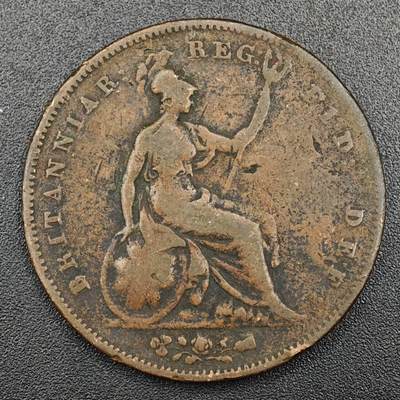 【淘币小摊】限时拍第七百九十七拍  老铜币场  满百包邮可预留两周  周一统一发货  - 英国1853年维多利亚一便士铜币