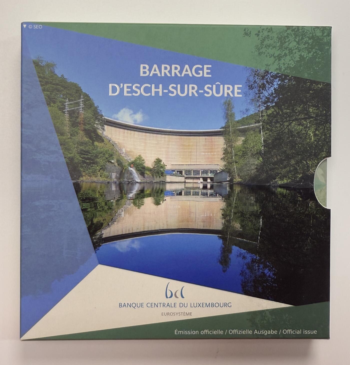 S&S Numismatic世界钱币-拍卖 第115期  卢森堡2024年 杰出建筑系列9-埃斯叙尔水坝 2.5欧元银+北欧金双色纪念币 官方卡币