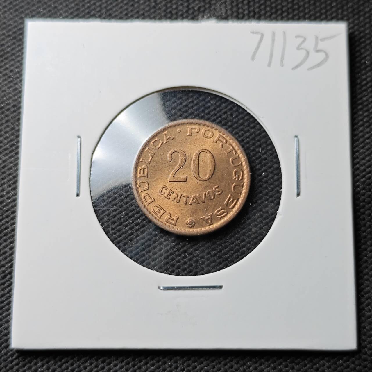 KK钱币收藏小铺  第371场  2月预留时间 周末发货  1962葡属安哥拉20分铜币 好品