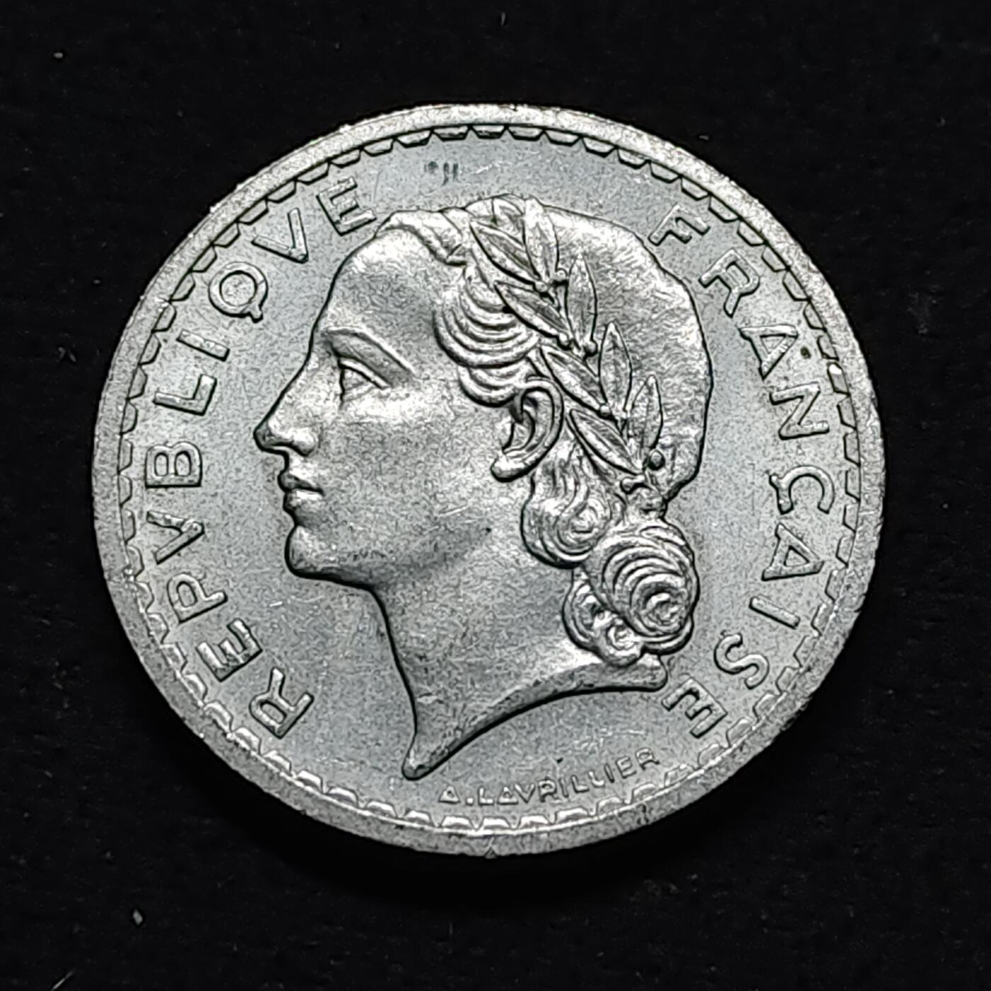 【全场包邮】纯粹捡漏拍478场（免费代拍第15场） 法国1946年5法郎-铝版