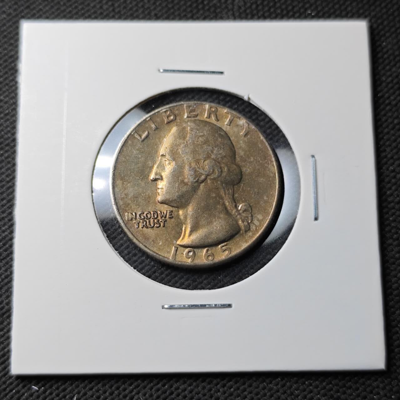 KK钱币收藏小铺  第371场  2月预留时间 周末发货  1965美国25分