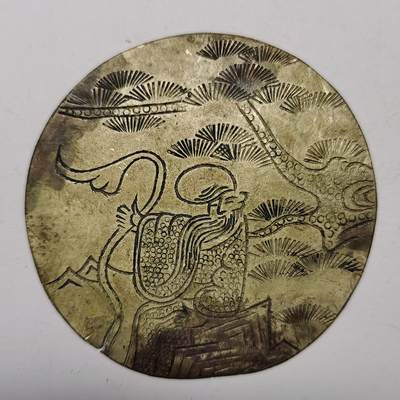 藏珍品阁专场80期 - 清末老银全手工雕刻寿星不老松