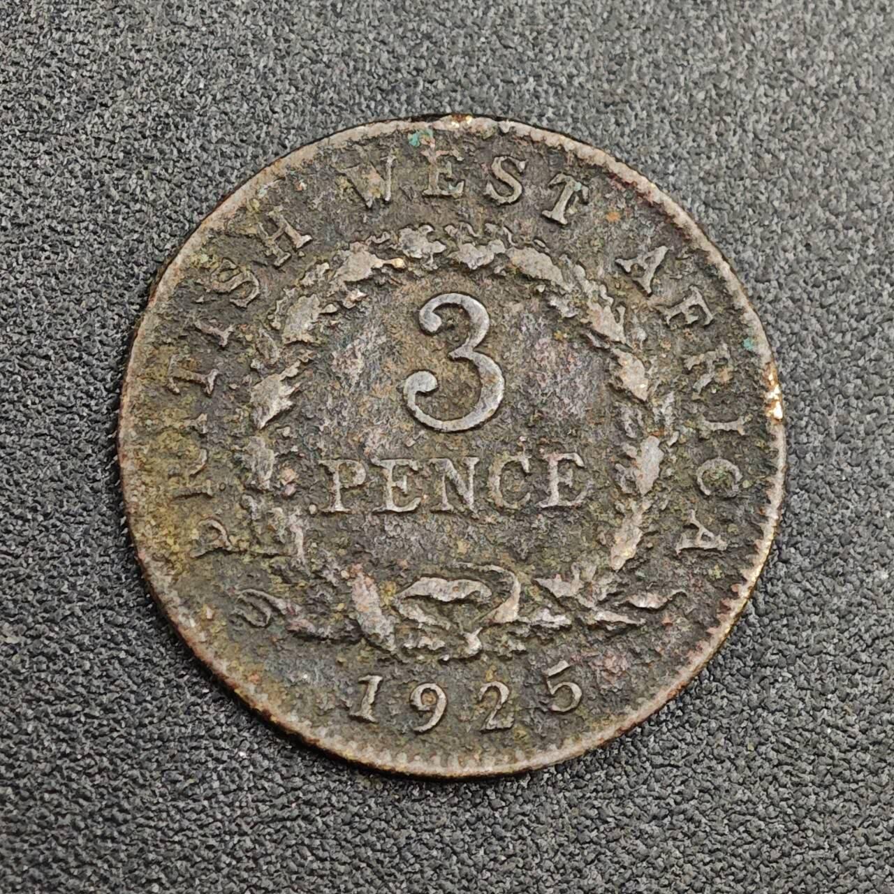 【淘币小摊】限时拍第七百九十七拍  老铜币场  满百包邮可预留两周  周一统一发货  英属西非1925年乔治五世3便士铜币
