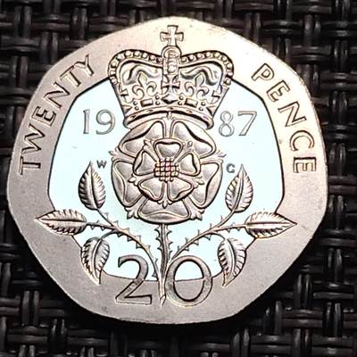 布加迪🐬～世界钱币(上海)🌾第 259 期 /  各国套币和散币 - 英国🇬🇧 1987年 20便士精致币