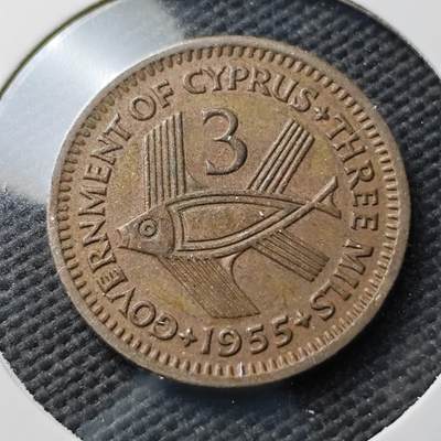 KK钱币收藏小铺  第371场  2月预留时间 周末发货 -  英属塞浦路斯3米尔铜币