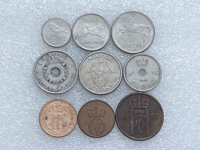 第一海外回流一元起拍收藏 散集专场  第267期 - 挪威不同版本硬币 9枚