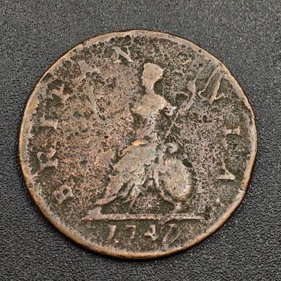 【淘币小摊】限时拍第七百九十七拍  老铜币场  满百包邮可预留两周  周一统一发货  - 英国1742年乔治二世法新铜币