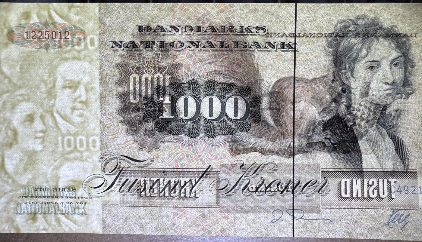 《艾美收藏》第220期-11.16周日外币畅拍场 丹麦1000克朗 UNC 1992年 大松鼠