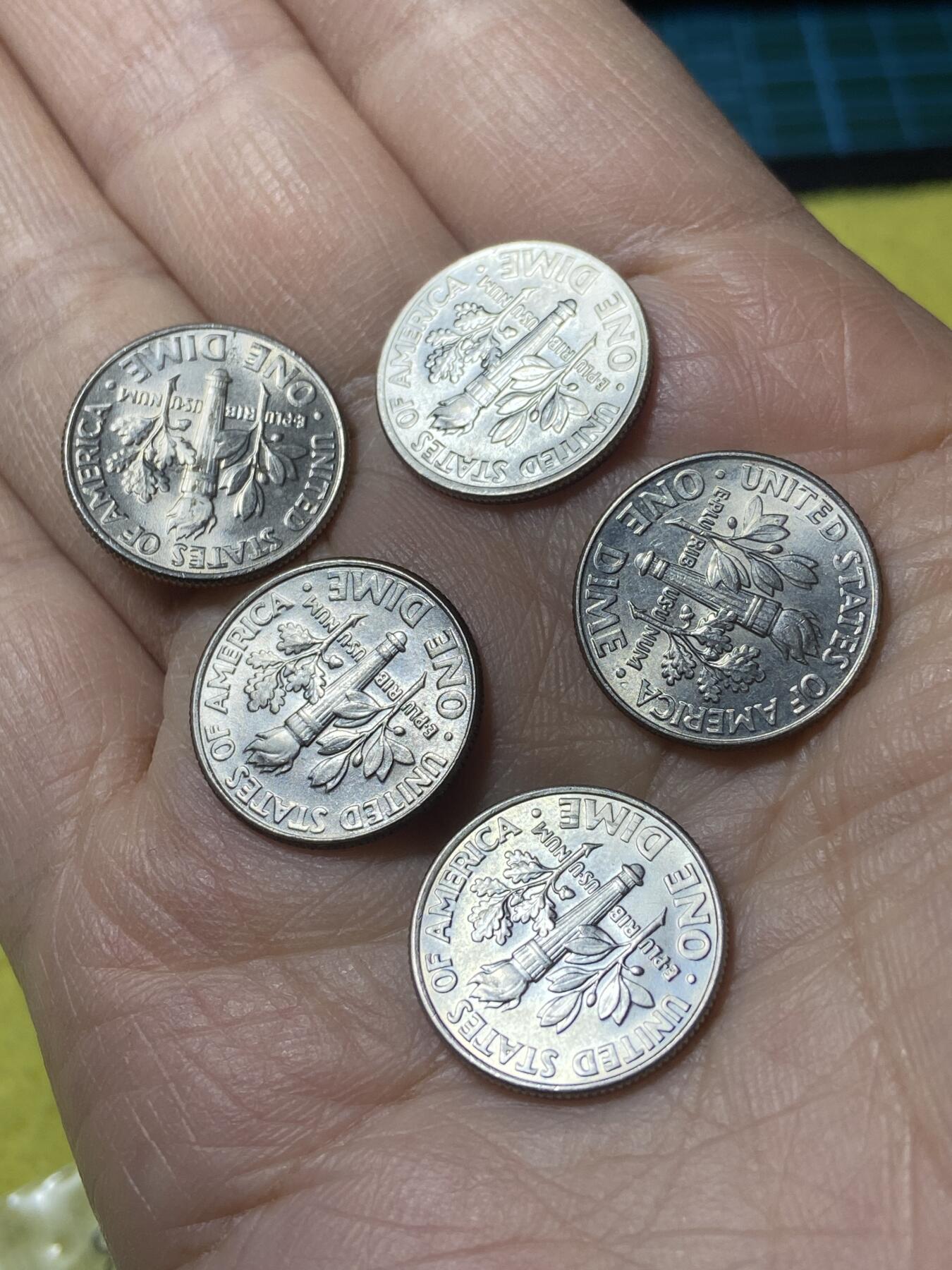 2025年第一百二十九场(总第一百五十五场）外国邮票、散币场(免佣金) 美国🇺🇸1角5枚：2002年04年07年2012年(罗斯福1角第二版)