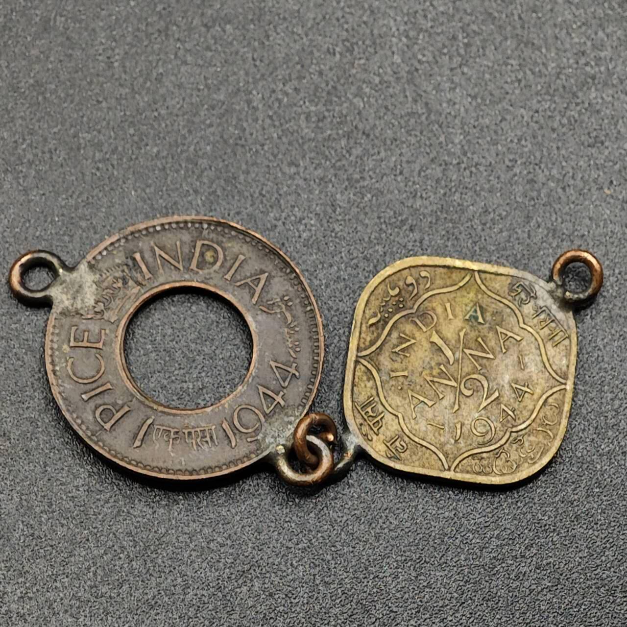【淘币小摊】限时拍第七百九十七拍  老铜币场  满百包邮可预留两周  周一统一发货  印度1944年安娜派沙铜币一对