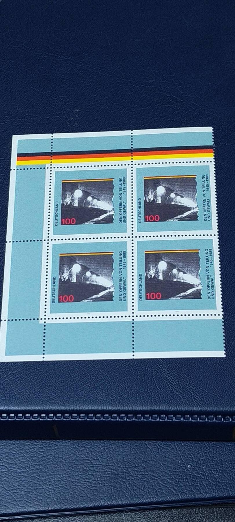 德国邮票专场，都是四方联 德国邮票  四方联，1995年发行，二战胜利纪念日，德国分裂  柏林墙 ，品相如图