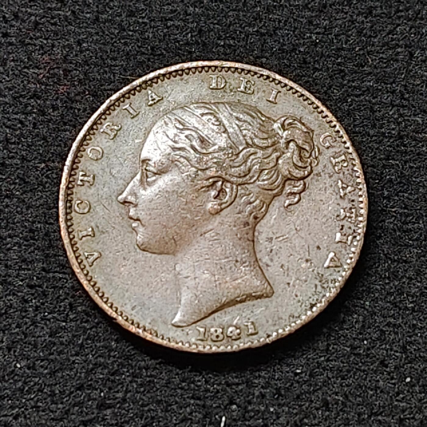 【全场包邮】纯粹捡漏拍478场（免费代拍第15场） 英国1841年少女维多利亚女王1法新铜币