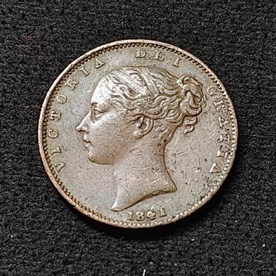 【全场包邮】纯粹捡漏拍478场（免费代拍第15场） - 英国1841年少女维多利亚女王1法新铜币